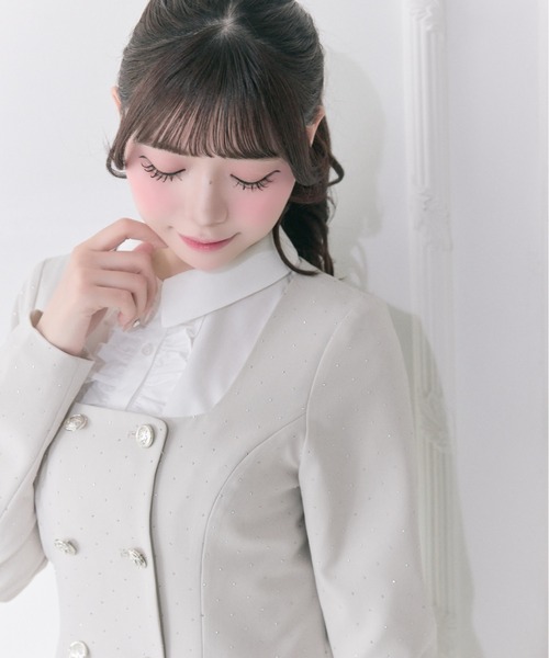 OLIVE des OLIVE（オリーブデオリーブ）の「【Belle Charme】Classical Frill Collar Jacket（ノーカラージャケット・レディース・アイボリー/チャコールグレー/ブラック・FREE）」の7枚目の写真