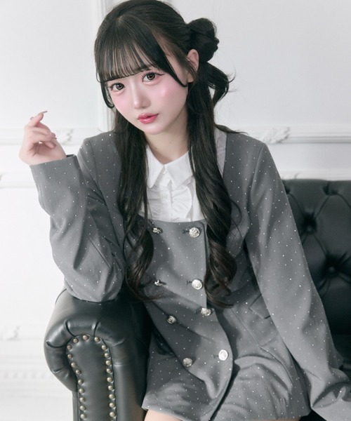 OLIVE des OLIVE（オリーブデオリーブ）の「【Belle Charme】Classical Frill Collar Jacket（ノーカラージャケット・レディース・アイボリー/チャコールグレー/ブラック・FREE）」の9枚目の写真