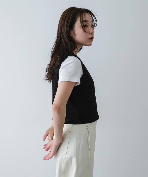 SENSE OF PLACE by URBAN RESEARCH（センスオブプレイスバイアーバンリサーチ）の「『洗濯可』リネンタッチクロップドセーター（ニット/セーター・レディース・イエロー/アイボリー/ネイビー/ブラック・ONE）」の21枚目の写真