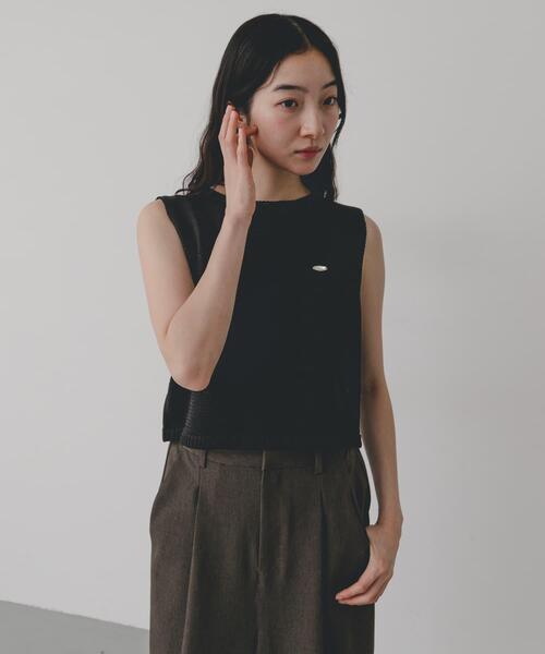 SENSE OF PLACE by URBAN RESEARCH（センスオブプレイスバイアーバンリサーチ）の「『洗濯可』リネンタッチクロップドセーター（ニット/セーター・レディース・イエロー/アイボリー/ネイビー/ブラック・ONE）」の5枚目の写真