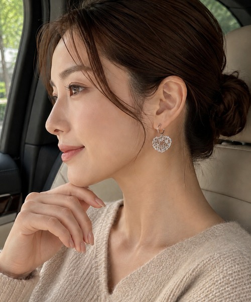 NOLITA LABORATORY(ノリータラボラトリー)の「【 NOLITA / ノリータ 】透かし ハート フラワー フープイヤリング JOY-SOU(イヤリング・レディース・シルバー・FREE)」の5枚目の写真