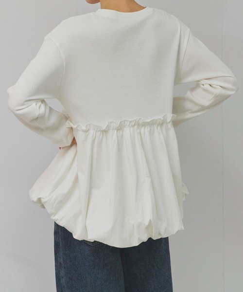 Fizz(フィズ)の「ペプラム切替バルーントップス(Tシャツ/カットソー・レディース・カーキ/ブラック/ホワイト・M)」の5枚目の写真