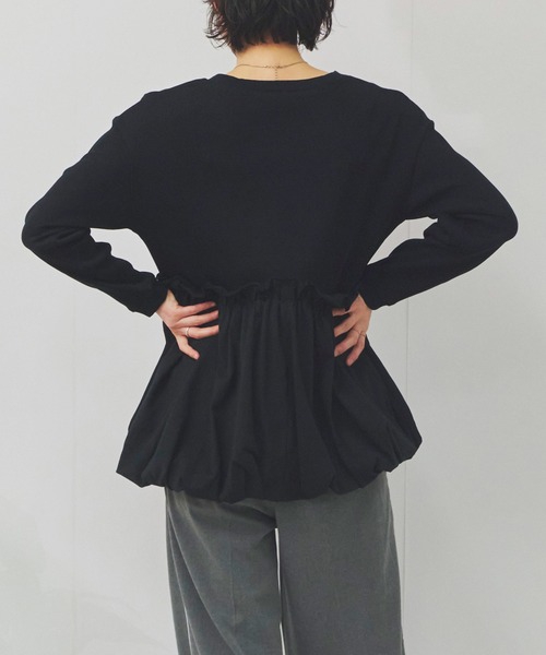 Fizz(フィズ)の「ペプラム切替バルーントップス(Tシャツ/カットソー・レディース・カーキ/ブラック/ホワイト・M)」の12枚目の写真
