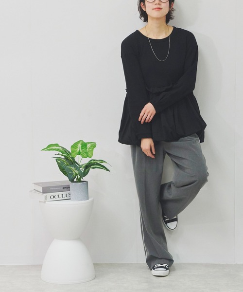 Fizz(フィズ)の「ペプラム切替バルーントップス(Tシャツ/カットソー・レディース・カーキ/ブラック/ホワイト・M)」の13枚目の写真