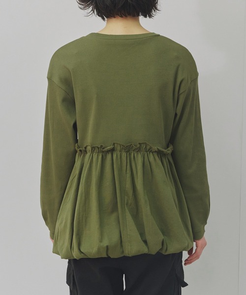 Fizz(フィズ)の「ペプラム切替バルーントップス(Tシャツ/カットソー・レディース・カーキ/ブラック/ホワイト・M)」の18枚目の写真