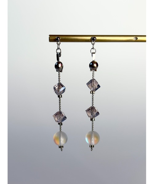 tone(トーン)の「【TOMEI LAB】ガラス チェーン ピアス(MA)(ピアス(両耳用)・レディース・パープル・FREE)」の1枚目の写真