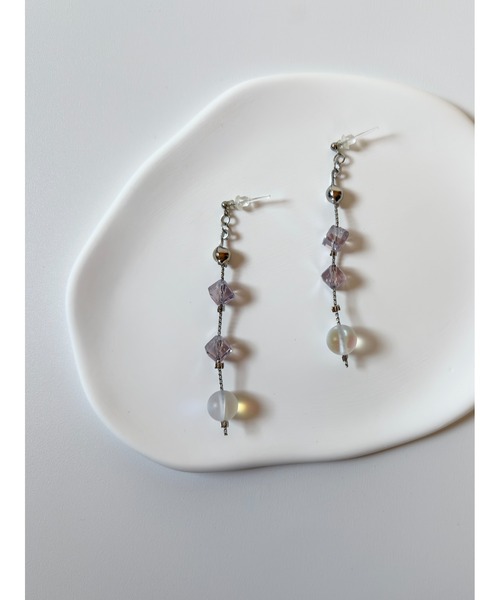 tone(トーン)の「【TOMEI LAB】ガラス チェーン ピアス(MA)(ピアス(両耳用)・レディース・パープル・FREE)」の5枚目の写真