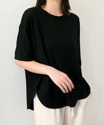 抜け感オーバー トップス Tシャツ/カットソー/サイドスリット入り