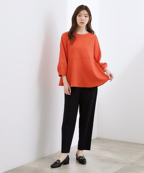 grove（グローブ）の「【UVカット・体型カバーも叶う】麻調メッシュランタンスリーブブラウス（シャツ/ブラウス・レディース・オフホワイト/ブラック系5/グリーン系/レッド系・02/03/01/04/05）」の15枚目の写真