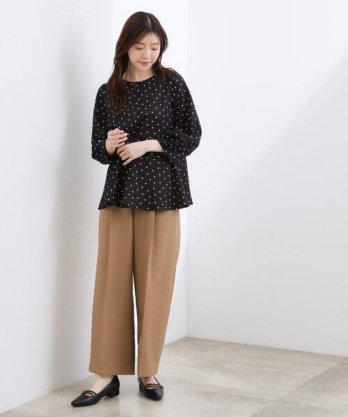 grove（グローブ）の「【UVカット・体型カバーも叶う】麻調メッシュランタンスリーブブラウス（シャツ/ブラウス・レディース・オフホワイト/ブラック系5/グリーン系/レッド系・02/03/01/04/05）」の18枚目の写真