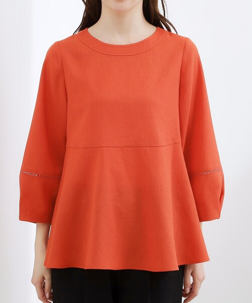 grove（グローブ）の「【UVカット・体型カバーも叶う】麻調メッシュランタンスリーブブラウス（シャツ/ブラウス・レディース・オフホワイト/ブラック系5/グリーン系/レッド系・02/03/01/04/05）」の21枚目の写真