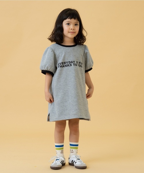 and D. petit main（アンドディープティマイン）の「鹿の子リンガーワンピース（ワンピース・キッズ・トップグレー/ピンク/ベージュ・100cm/110cm/120cm/130cm/140cm）」の2枚目の写真