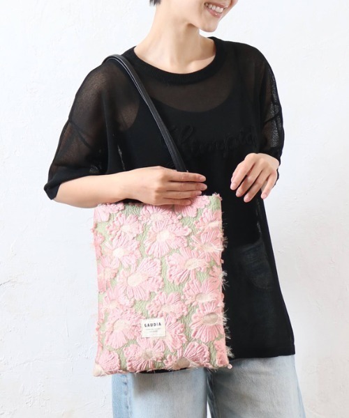 JELLY BEANS(ジェリービーンズ)の「フラワージャガードトートバッグ(192-62400)JELLY BEANS(ジェリービーンズ)(トートバッグ・レディース・ピンク/パープル/ブラック・FREE)」の6枚目の写真