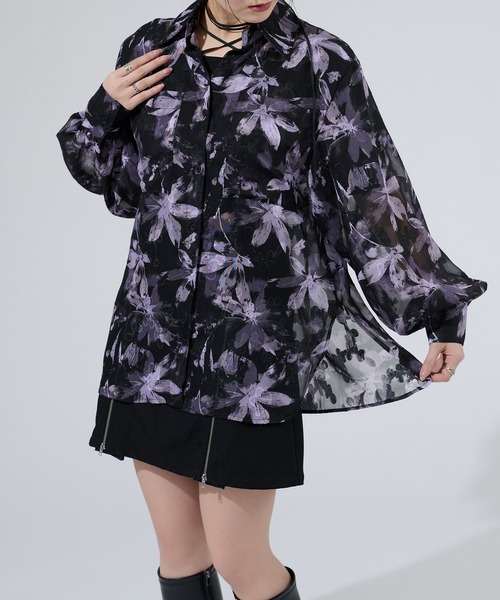 Ellno de Mavie(エルノデメヴィ)の「オパールシアールーズシャツ(シャツ/ブラウス・レディース・ブルー/ブラック/オフホワイト・FREE)」の2枚目の写真