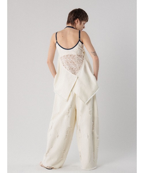 ELCHELE(エルチェレ)の「TWILL WIDE PANTS(デニムパンツ・レディース・ブラック/オフホワイト・38/36)」の7枚目の写真