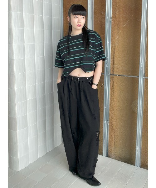 ELCHELE(エルチェレ)の「TWILL WIDE PANTS(デニムパンツ・レディース・ブラック/オフホワイト・38/36)」の20枚目の写真