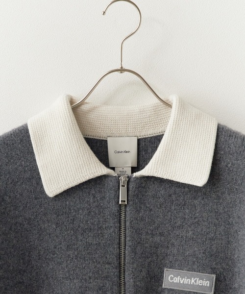 Calvin Klein(カルバン・クライン)の「Calvin Klein/カルバンクライン LS BOILED 100% MERINO CONTRAST COLLAR FZ 襟付きカーディガン ジップアップ 2026年春夏(カーディガン/ボレロ・メンズ・グレー・M/L)」の9枚目の写真