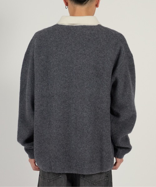 Calvin Klein(カルバン・クライン)の「Calvin Klein/カルバンクライン LS BOILED 100% MERINO CONTRAST COLLAR FZ 襟付きカーディガン ジップアップ 2026年春夏(カーディガン/ボレロ・メンズ・グレー・M/L)」の2枚目の写真