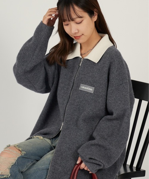 Calvin Klein(カルバン・クライン)の「Calvin Klein/カルバンクライン LS BOILED 100% MERINO CONTRAST COLLAR FZ 襟付きカーディガン ジップアップ 2026年春夏(カーディガン/ボレロ・メンズ・グレー・M/L)」の20枚目の写真