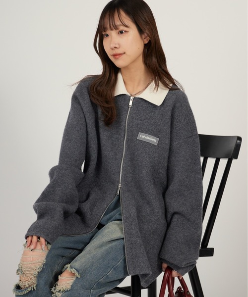 Calvin Klein(カルバン・クライン)の「Calvin Klein/カルバンクライン LS BOILED 100% MERINO CONTRAST COLLAR FZ 襟付きカーディガン ジップアップ 2026年春夏(カーディガン/ボレロ・メンズ・グレー・M/L)」の16枚目の写真