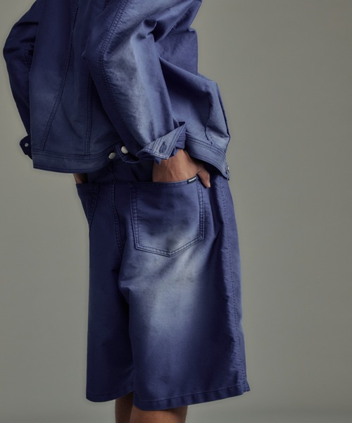 ADAM PATEK(アダムパテック)の「【ADAMPATEK/アダムパテック】blasted light moleskin wide shorts/ライトモールスキンショートパンツ(その他パンツ・レディース・ブルー・2)」の1枚目の写真