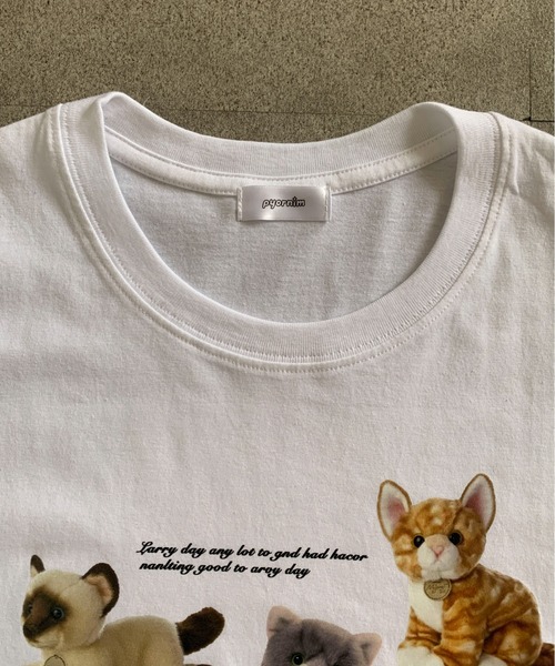 pyornim(ピョルニム)の「ねこぬいぐるみ プリント 半袖 BIGTシャツ(Tシャツ/カットソー・レディース・ホワイト/アイボリー/ブラック/グレー・M)」の14枚目の写真