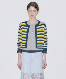 Stripe Crop Cardigan (Navy)