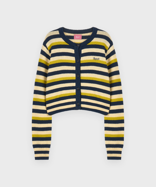 SINOON(シヌーン)の「Stripe Crop Cardigan (Navy)(カーディガン/ボレロ・レディース・ネイビー・FREE)」の4枚目の写真