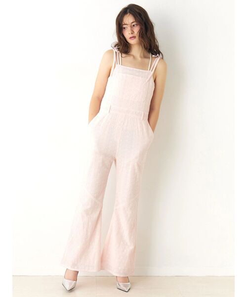 CALNAMUR（カルナムール）の「コットン刺繍サロペット（つなぎ/オールインワン・レディース・オフホワイト/ピンク・SMALL/MEDIUM）」の6枚目の写真