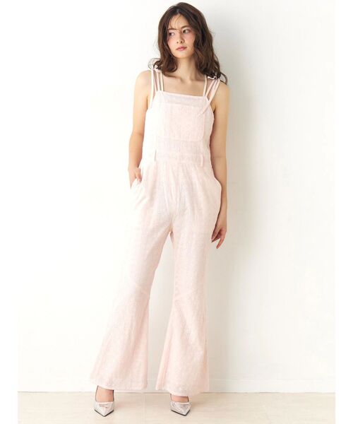 CALNAMUR（カルナムール）の「コットン刺繍サロペット（つなぎ/オールインワン・レディース・オフホワイト/ピンク・SMALL/MEDIUM）」の5枚目の写真