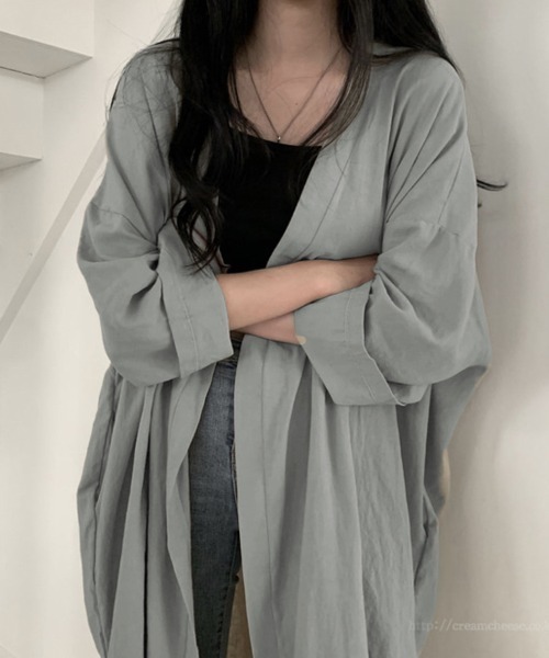 mielu(ミエル)の「ゆったりロングスリーブカーディガン(カーディガン/ボレロ・レディース・ブルー/ブラック/パープル/ベージュ・FREE)」の3枚目の写真
