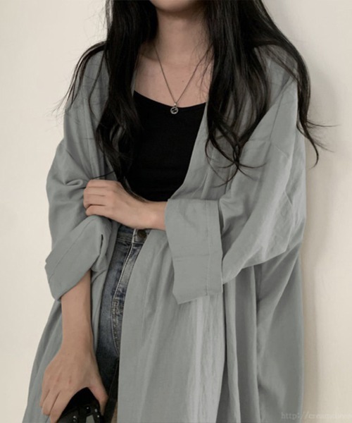 mielu(ミエル)の「ゆったりロングスリーブカーディガン(カーディガン/ボレロ・レディース・ブルー/ブラック/パープル/ベージュ・FREE)」の10枚目の写真