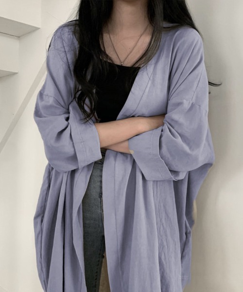 mielu(ミエル)の「ゆったりロングスリーブカーディガン(カーディガン/ボレロ・レディース・ブルー/ブラック/パープル/ベージュ・FREE)」の15枚目の写真