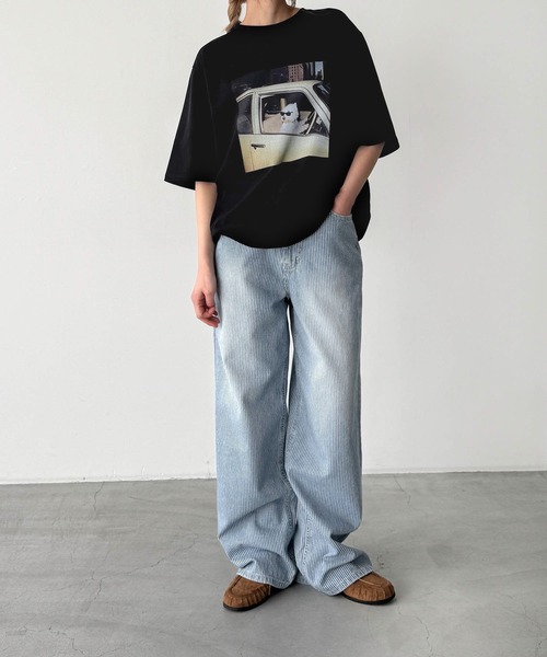 CANAL JEAN(キャナルジーン)の「Lakey Park driving dog Tシャツ(Tシャツ/カットソー・レディース・ホワイト/ブラック・ONE SIZE)」の5枚目の写真