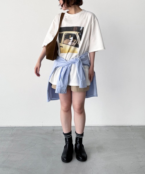CANAL JEAN(キャナルジーン)の「Lakey Park driving dog Tシャツ(Tシャツ/カットソー・レディース・ホワイト/ブラック・ONE SIZE)」の8枚目の写真