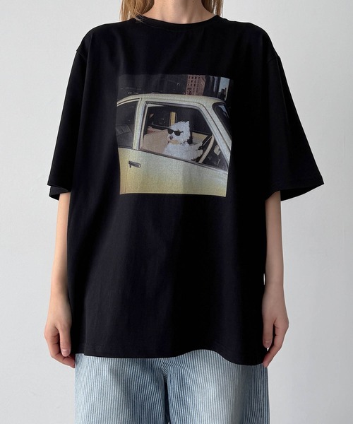 CANAL JEAN(キャナルジーン)の「Lakey Park driving dog Tシャツ(Tシャツ/カットソー・レディース・ホワイト/ブラック・ONE SIZE)」の9枚目の写真