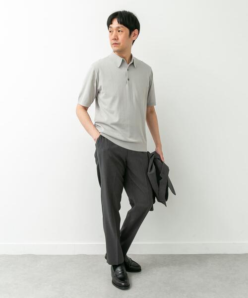 URBAN RESEARCH DOORS(アーバンリサーチドアーズ)の「LIFE STYLE TAILOR ハイゲージ半袖ニットポロシャツ(シャツ/ブラウス・メンズ・ブラウン/アイボリー/ブラック/ブルー・MEDIUM/LARGE)」の8枚目の写真