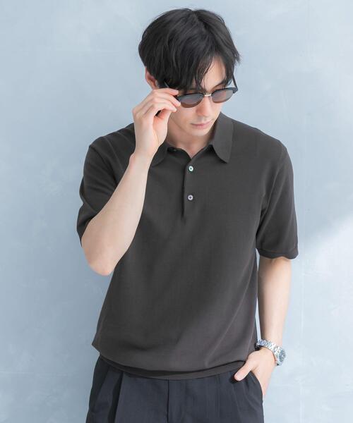 URBAN RESEARCH DOORS(アーバンリサーチドアーズ)の「LIFE STYLE TAILOR ハイゲージ半袖ニットポロシャツ(シャツ/ブラウス・メンズ・ブラウン/アイボリー/ブラック/ブルー・MEDIUM/LARGE)」の11枚目の写真