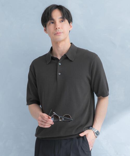 URBAN RESEARCH DOORS(アーバンリサーチドアーズ)の「LIFE STYLE TAILOR ハイゲージ半袖ニットポロシャツ(シャツ/ブラウス・メンズ・ブラウン/アイボリー/ブラック/ブルー・MEDIUM/LARGE)」の12枚目の写真