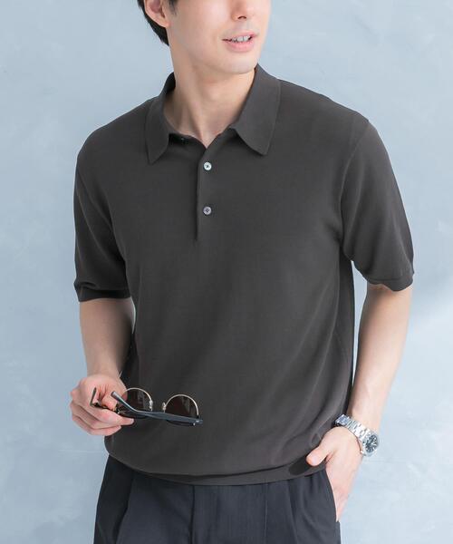 URBAN RESEARCH DOORS(アーバンリサーチドアーズ)の「LIFE STYLE TAILOR ハイゲージ半袖ニットポロシャツ(シャツ/ブラウス・メンズ・ブラウン/アイボリー/ブラック/ブルー・MEDIUM/LARGE)」の15枚目の写真