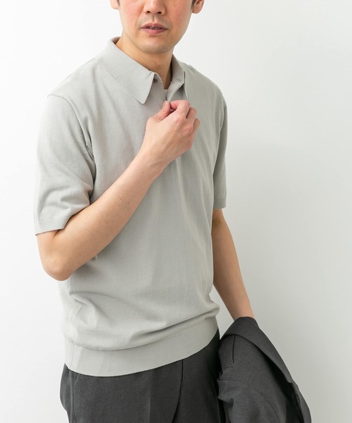 URBAN RESEARCH DOORS(アーバンリサーチドアーズ)の「LIFE STYLE TAILOR ハイゲージ半袖ニットポロシャツ(シャツ/ブラウス・メンズ・ブラウン/アイボリー/ブラック/ブルー・MEDIUM/LARGE)」の5枚目の写真