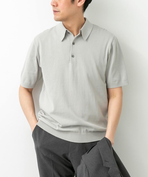URBAN RESEARCH DOORS(アーバンリサーチドアーズ)の「LIFE STYLE TAILOR ハイゲージ半袖ニットポロシャツ(シャツ/ブラウス・メンズ・ブラウン/アイボリー/ブラック/ブルー・MEDIUM/LARGE)」の6枚目の写真
