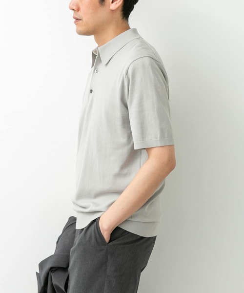 URBAN RESEARCH DOORS(アーバンリサーチドアーズ)の「LIFE STYLE TAILOR ハイゲージ半袖ニットポロシャツ(シャツ/ブラウス・メンズ・ブラウン/アイボリー/ブラック/ブルー・MEDIUM/LARGE)」の7枚目の写真