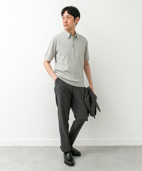 URBAN RESEARCH DOORS(アーバンリサーチドアーズ)の「LIFE STYLE TAILOR ハイゲージ半袖ニットポロシャツ(シャツ/ブラウス・メンズ・ブラウン/アイボリー/ブラック/ブルー・MEDIUM/LARGE)」の8枚目の写真