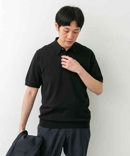 URBAN RESEARCH DOORS(アーバンリサーチドアーズ)の「LIFE STYLE TAILOR ハイゲージ半袖ニットポロシャツ(シャツ/ブラウス・メンズ・ブラウン/アイボリー/ブラック/ブルー・MEDIUM/LARGE)」の10枚目の写真