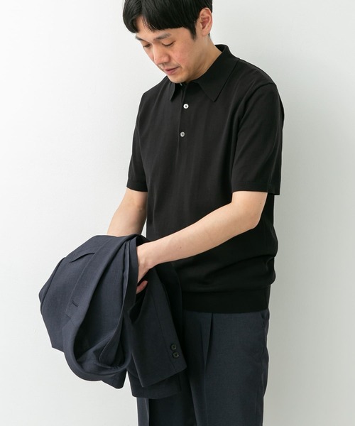 URBAN RESEARCH DOORS(アーバンリサーチドアーズ)の「LIFE STYLE TAILOR ハイゲージ半袖ニットポロシャツ(シャツ/ブラウス・メンズ・ブラウン/アイボリー/ブラック/ブルー・MEDIUM/LARGE)」の12枚目の写真
