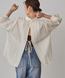 hunch（ハンチ）の「ラメストライプ バックオープンシャツ（シャツ/ブラウス）」