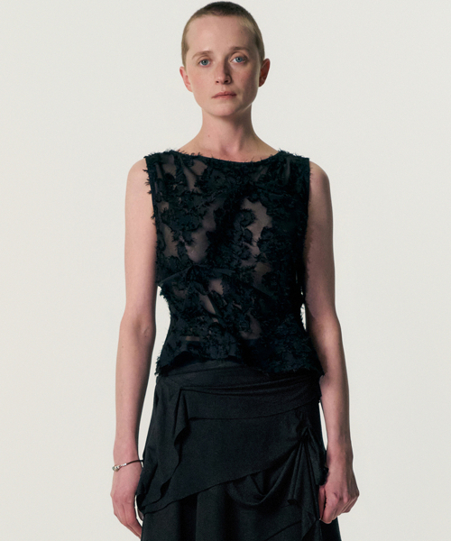KIMZISU(キムジス)の「Pinched Sleeveless_SHEER BLACK(Tシャツ/カットソー・レディース・ブラック系・SMALL/MEDIUM/LARGE)」の18枚目の写真