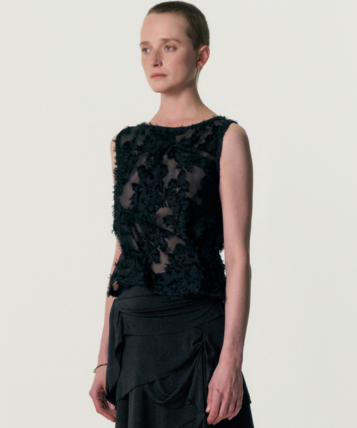 KIMZISU(キムジス)の「Pinched Sleeveless_SHEER BLACK(Tシャツ/カットソー・レディース・ブラック系・SMALL/MEDIUM/LARGE)」の17枚目の写真