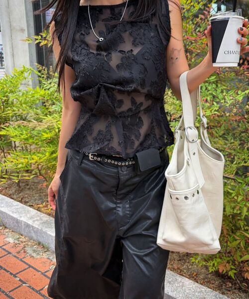 KIMZISU(キムジス)の「Pinched Sleeveless_SHEER BLACK(Tシャツ/カットソー・レディース・ブラック系・SMALL/MEDIUM/LARGE)」の11枚目の写真